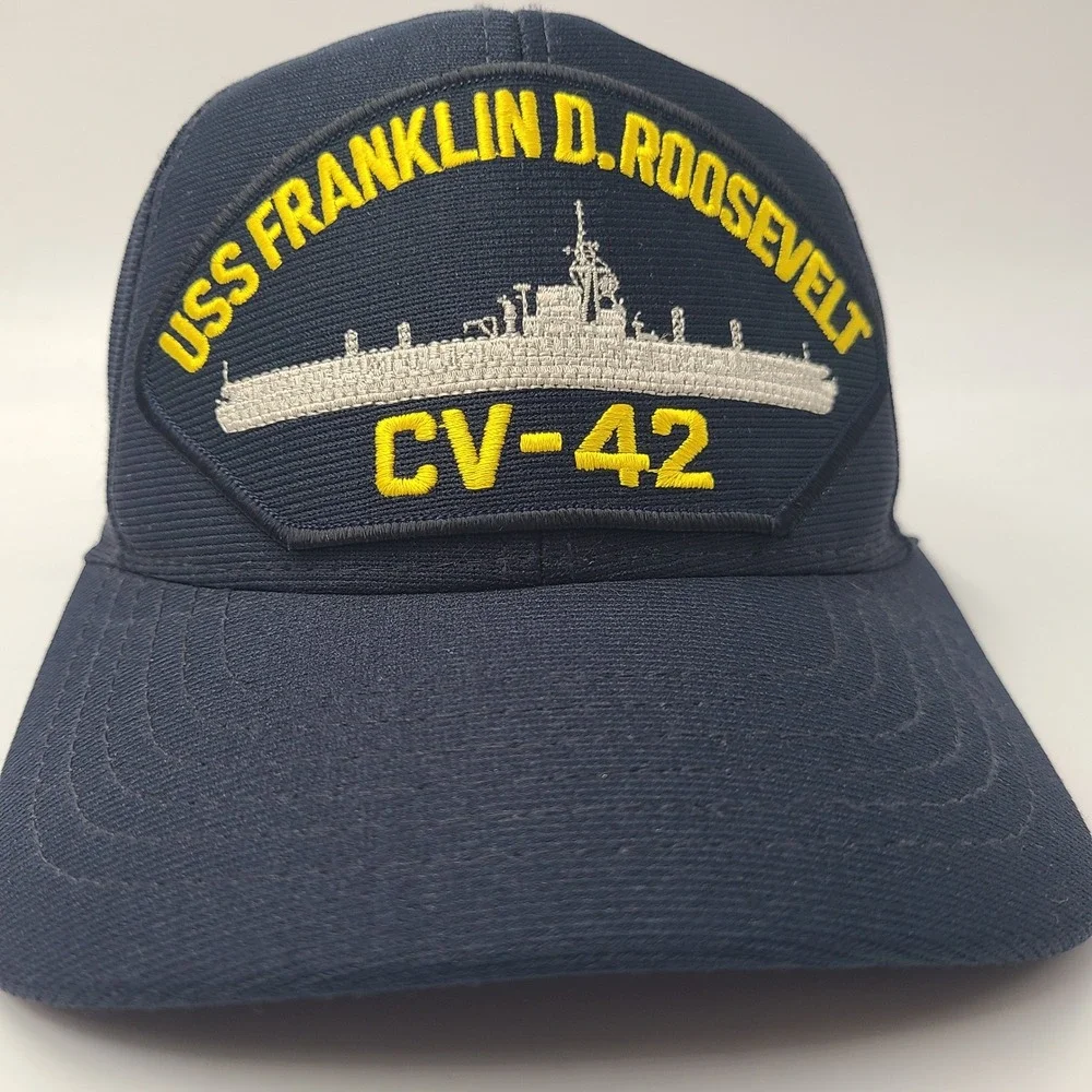 Vintage USS Franklin D Roosevelt Hat Snapback (Fits Small) Blue CV-42 US Navy